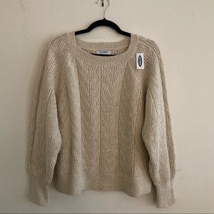 Lightweight Cable-Knit Cream Old Navy Womens Sweater